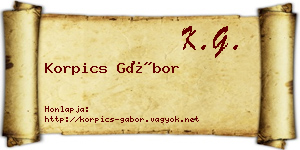Korpics Gábor névjegykártya